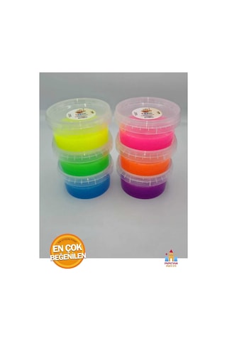 1 Adet Hazır Slime Yuvarlak Kutu - Renkli Ve Eğlenceli Slime Keyfi İçin Pratik Çözüm Çok Renkli