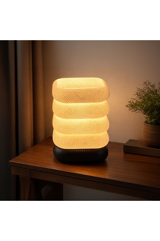 Fibrika Store Vela Modern Dekoratif Gece Lambası - Ambiyans Aydınlatma Beyaz-siyah