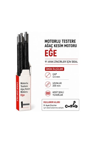 Algarıde Eng Motorlu Testere Eğe Seti 12'li 4.5 Mm 11/64" 91 Ayak Zincirler İçin Yuvarlak Eğe