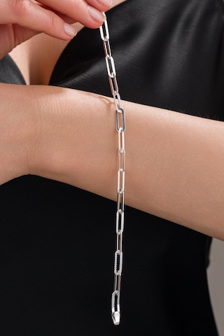 Gümüş Ataç Noktalı Kalem Lazer İşlemeli Ve Sade Zincir Hallow Taşsız Bileklik Rose Gold