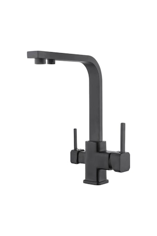 Paslanmaz Pirinç Arıtmalı Kare Siyah Eviye Bataryası Siyah