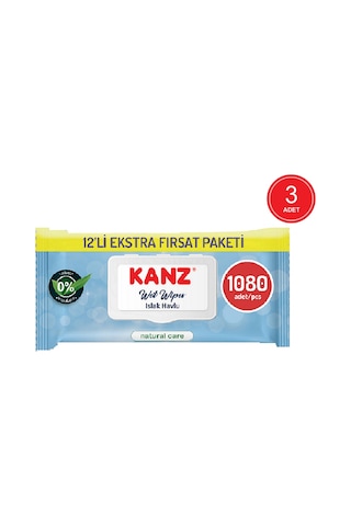Kanz Natural Care Islak Mendil 3'Lü Paket 270 Yaprak