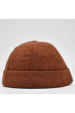 Şapkadan Etnik Desen Kısa Docker Şapka Vintage Cap Kasket Kahverengi
