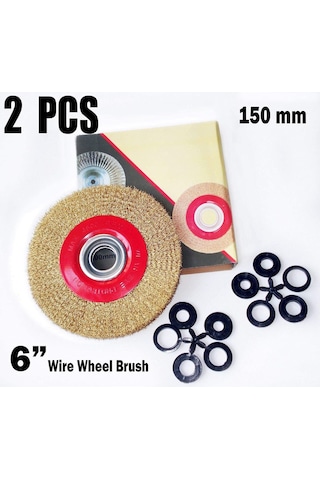 2 Pc- 6 '' Çelik Tel Tekerlek Fırçası Suçlu 1/2 '5/8' 3/4 '7/8' 1 'tezgah Öğütücü