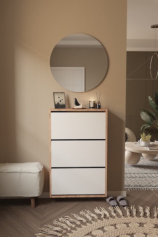 Dekorfim DF08101KAB Ayakkabılık Raflı Ayakkabılık 3 Bölmeli Kapaklı Ayakkabılık