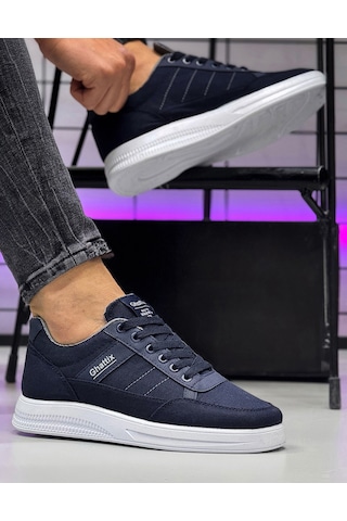 Ghattix Erkek Keten Sneaker Ayakkabı Lacivert Lacivert Lacivert Lacivert
