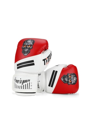Titan Sport Kırmızı Beyaz Kurukafa Desenli Boks Eldiveni Çok Renkli