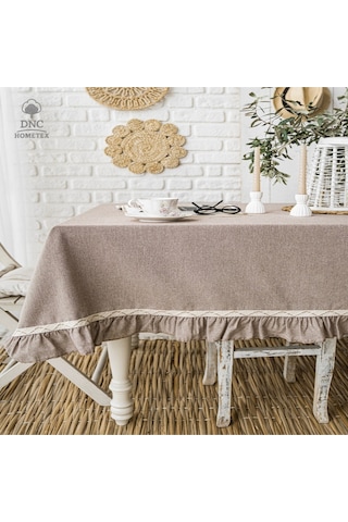 Dnc Home Tekstil Premium Keten Sütlü Kahve Özel Seri Masa Örtüsü Sütlü Kahve