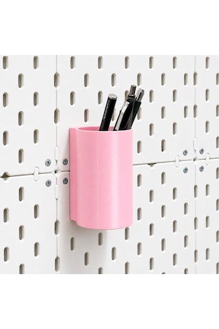 Pegboard Duvar Düzenleyici Organizer Seti Kalemlik, Çok Amaçlı Kutu, Mini Raf Ve Askılık Modüllü Modüler Duvar Organizasyon Sistemi 124-Pembe