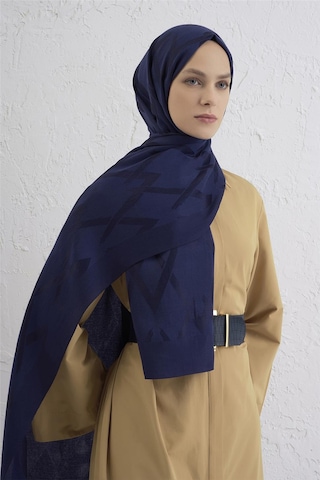 Armine Lyocell Naia Zikzak Desen Şal 1- 02 Lacivert