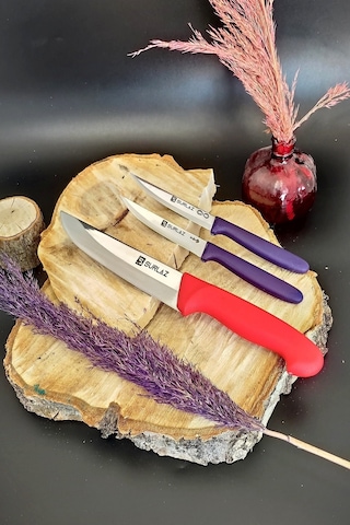 Sürmene Sürlaz Mutfak Bıçak Seti Kırmızı & Mor Seri Kırmızı - Mor