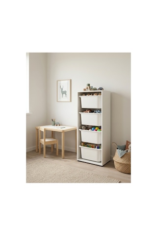 Nest 4 Büyük Sepetli Düzenleme Dolabı Y:108 G:45 D:30 Cm / Beyaz