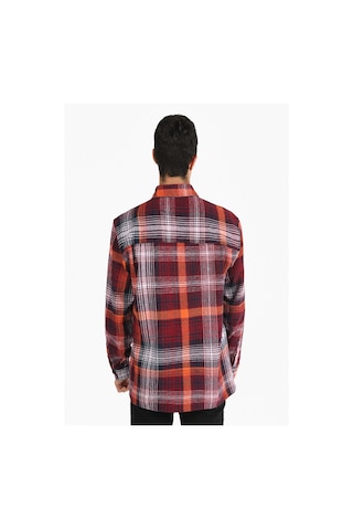 Colin's Colins Regular Fit Kareli Kırmızı Erkek Uzun Kol Gömlek Cl1064678 Kırmızı