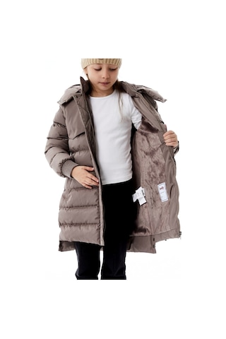 Benitto Kids Kız Çocuk Kapüşonlu Kışlık Şişme Mont 51356 Kahve