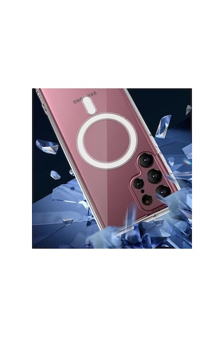 Samsung Galaxy Uyumlu S23 Ultra Kılıf Tacsafe Wireless Kapak Şefaf Şefaf-colr65779