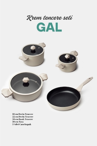 Gal 7 Parça Tencere Seti Krem