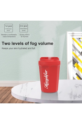 Ruicoo Ev Ve Araç Kullanıma Uygun 260ml Hacimli 80-100ml/saat Buhar Sağlayan Pembe Usb Nemlendirici