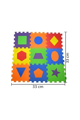 Polimat 33x33 Cm 7 Mm Geometrik Şekiller Eğitici Ve Eğlenceli Yer Puzzle Matı