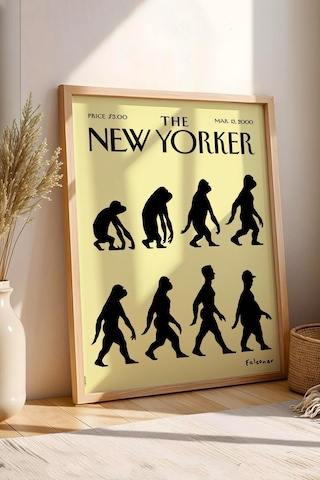 The New Yorker Çerçeveli Tablo March 13 2000 - Amerikan Erkeğinin Evrimi Tablosu