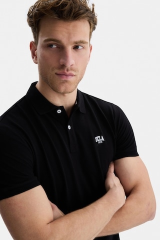 Ucla Lakes Siyah Polo Yaka Nakışlı Standard Fit Erkek Tshirt Siyah