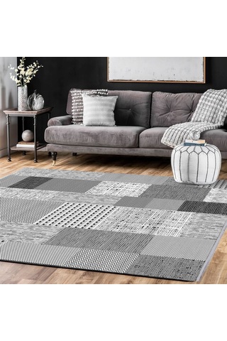 Çam Halı Crea Plus Stone Roxanne 17112 Gri Antrasit Modern Desenli Makine Halısı