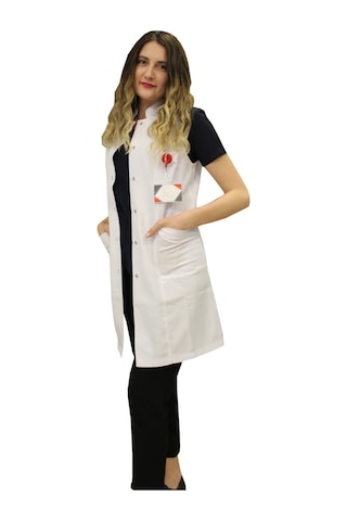 Hakim Yaka Kadın Doktor Önlüğü Hemşire Öğretmen Beyaz Önlük (508604300)