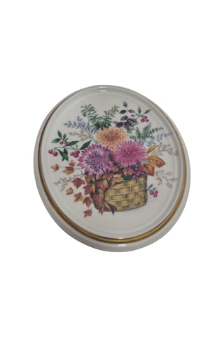 Vintage Dekoratif Çiçek Temalı Porselen Duvar Tabağı 13,5cm 002