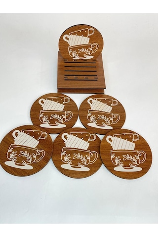 6 Lı Mdf Bardak Altlığı Dekoratif Ecceca1012 Karışık