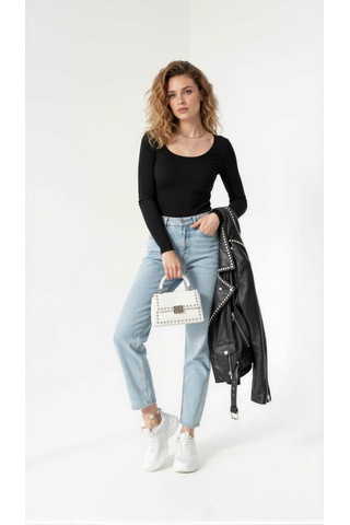 Uyguntarz Kadın Prenses Yaka Siyah Bluz Modern Ve Klasik Stil