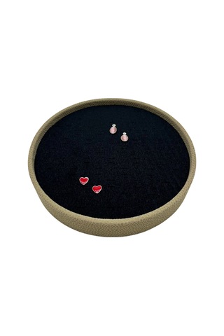 Silindir Model Süet Kumaş 20/20 Cm Batırmalı Siyah Küpe-piercing Tablası
