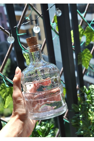 1 Adet Cam Su Şişesi 0,50 Ml Damacana Mantar Kapaklı 500 Ml Yağda