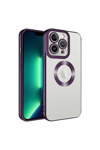 Apple Uyumlu iPhone 12 Pro Max Kılıf Kamera Korumalı Logo Gösteren Zore Omega Kapak Derin Mor