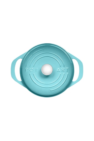 Pot Art Fonksiyonel Kapaklı Nikko Mavi Derin Döküm Tencere 28 Cm