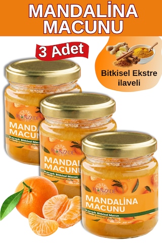 Hanzade Bitkisel Mandalina Macunu 3'lü Set Zencefil, Zerdeçal, Havlıcan, Tarçın, Bal & Propolis Içeren Karışık Bitkisel Macun 210 Ml