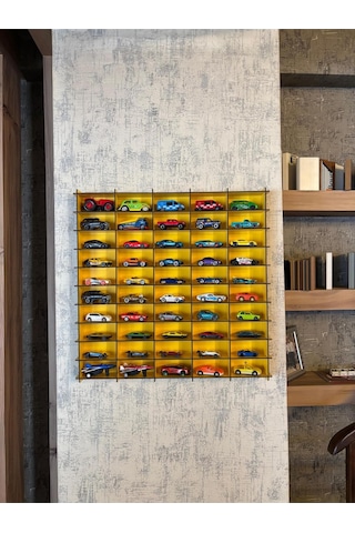 Oyuncak Araba Rafı Mobilya Sarı