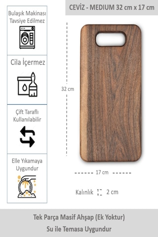 Yekpare Masif Ahşap Sunum Tahtası Kesme Tahtası Ceviz Medium 4