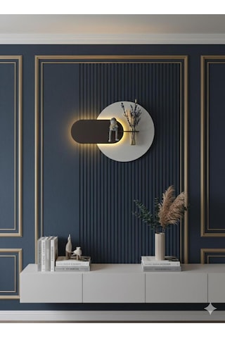 Karanfil Ahşap Pilli Ledli İskandinav Tarzı Salon Duvar Rafı Modern Çiçeklik 50 X 75 Cm Çok Renkli