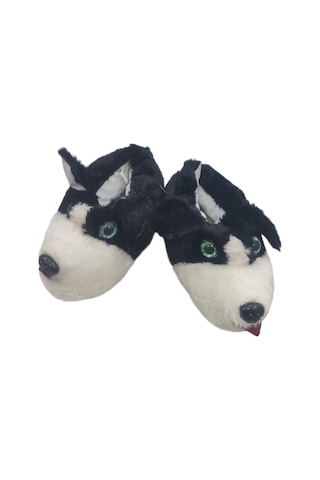 Ateşbags Unisex Hayvan Desenli Ev Ayakkabısı Panduf Siyah
