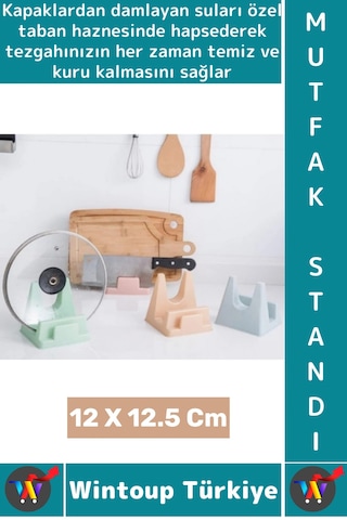 Mutfakstandı Özel Su Tutucu Hazneli Tabak Tencere Kapağı Kesme Tahtası Tutucu Pratik Mutfak Standı
