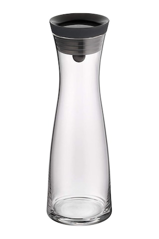 Basic Cam Su Sürahisi, 1 L, Kapaklı, Silikon Kapaklı, Akıllı Kapak Teknolojisi, Siyah
