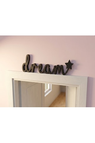 Dream Yazılı Yıldızlı Dekoratif Duvar & Raf Süsü Modern Masaüstü Dekor Siyah