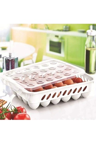 Yumurta Kapalı Saklama Kabı 24'lü Beyaz Çok Renkli