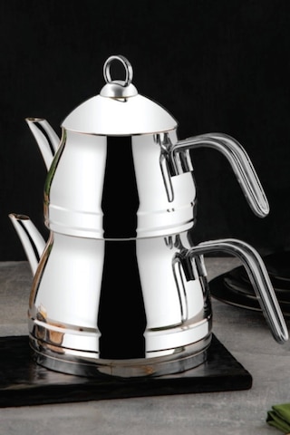 Özlife Roma Aile Boyu Çaydanlık Takımı Sade 1 Lt / 2 Lt - 1016 Gri