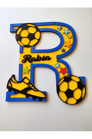 Fenerbahçeli Çoçuk Odası Kapı & Duvar Süsü Kişiye Özel R Harfi