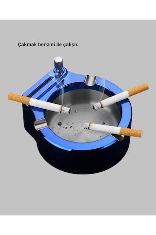 Metal Küllük Ve Çakmak Seti Yuvarlak Modern Tasarım