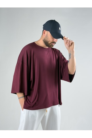 Cocopelli Fakir Kol Bordo Oversize Viscon T-shirt Coc3025