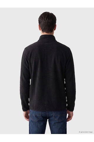 Lcwaıkıkı Classic Siyah Dik Yaka Erkek Polar Fermuarlı Sweatshirt