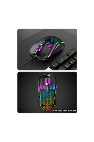 Rgb Led Işıklı Oyuncu Mouse Gaming 800-2400 Dpi 0 Oyun Mouse Mat Siyah Diğer
