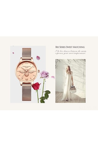 Yunboo 31mm Gümüş Çelik Kordonlu Kadın Kol Saati, Japon Quartz Hareketli, 30m Su Geçirmez, Pembe Altın Gövde Ve Gösterge, Analog Ekran, Flip Kapanma Kapanak Çok Renkli