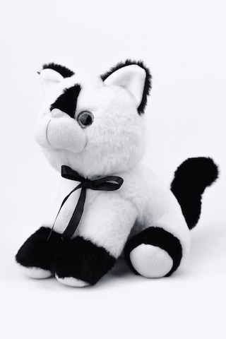 Peluş Oyuncak Oturan Kedi Çift Renkli 30 Cm Siyah - Beyaz